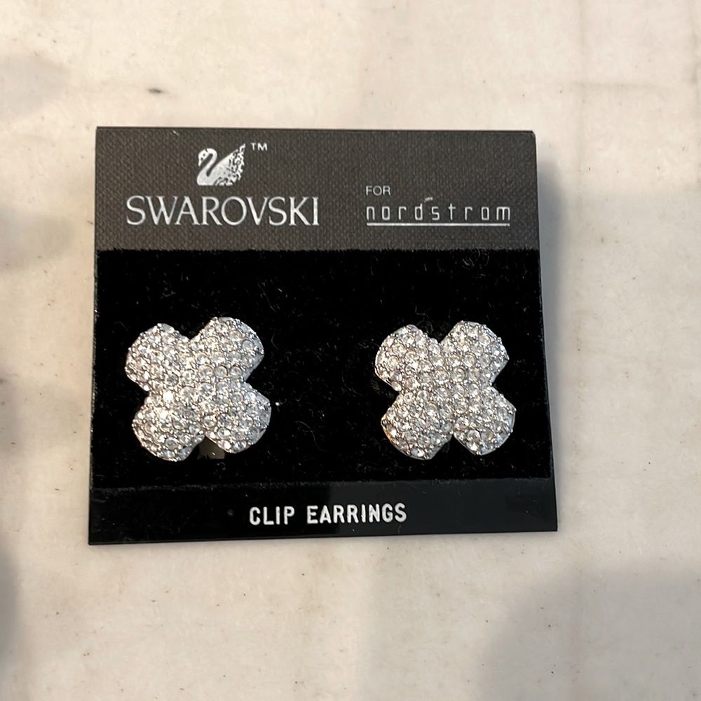 Swarovski clip on “X” earrings